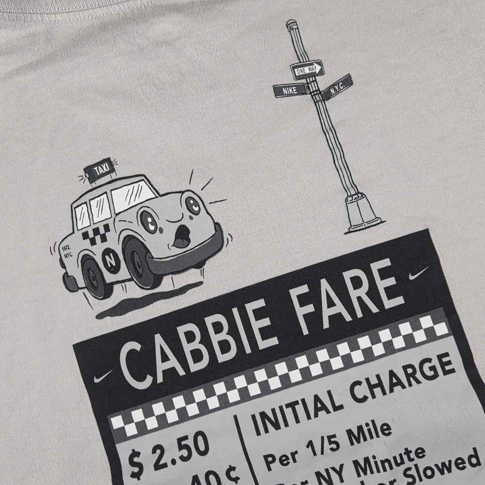 NIKE NYC Cabbie Fare Taxi Gray Cab Tee XXL Street Wear Man Unisex